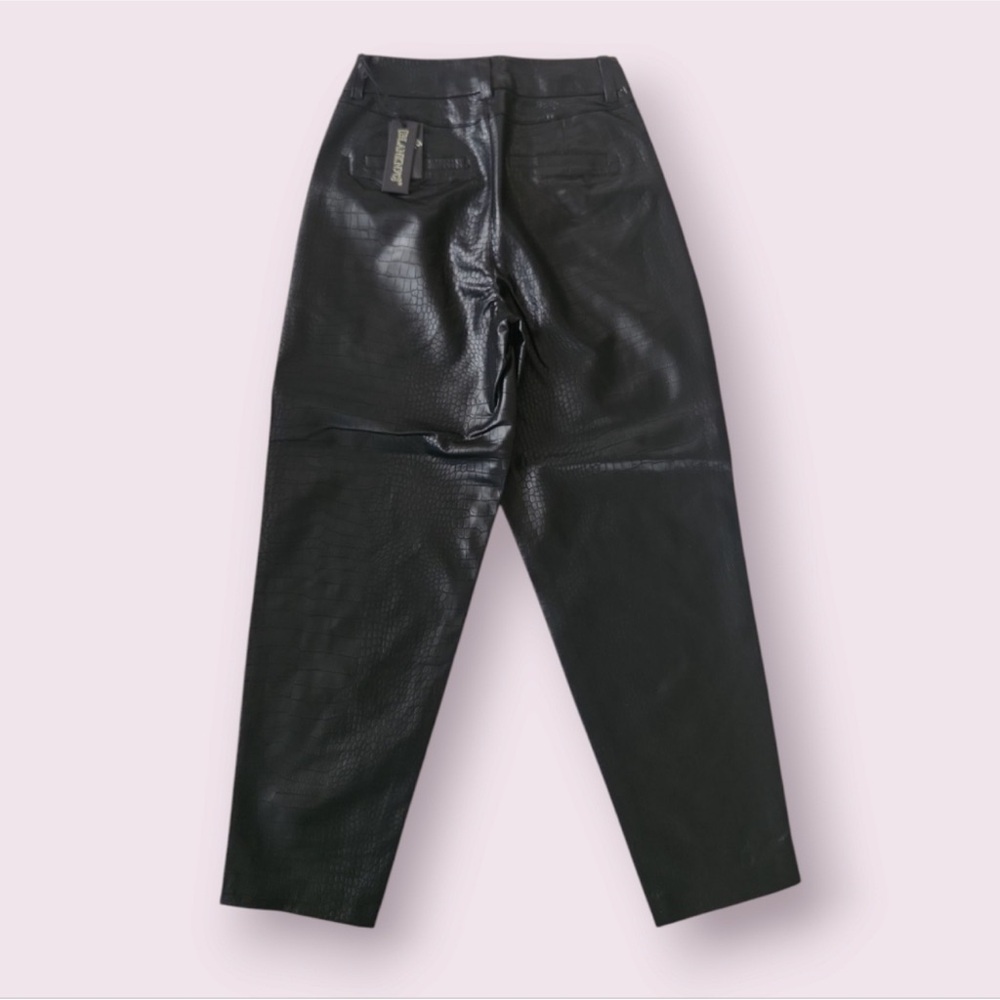 NWT Blank NYC Black Faux Leather Croc Embossed Taper Leg Pants Size 28 - Picture 8 of 11